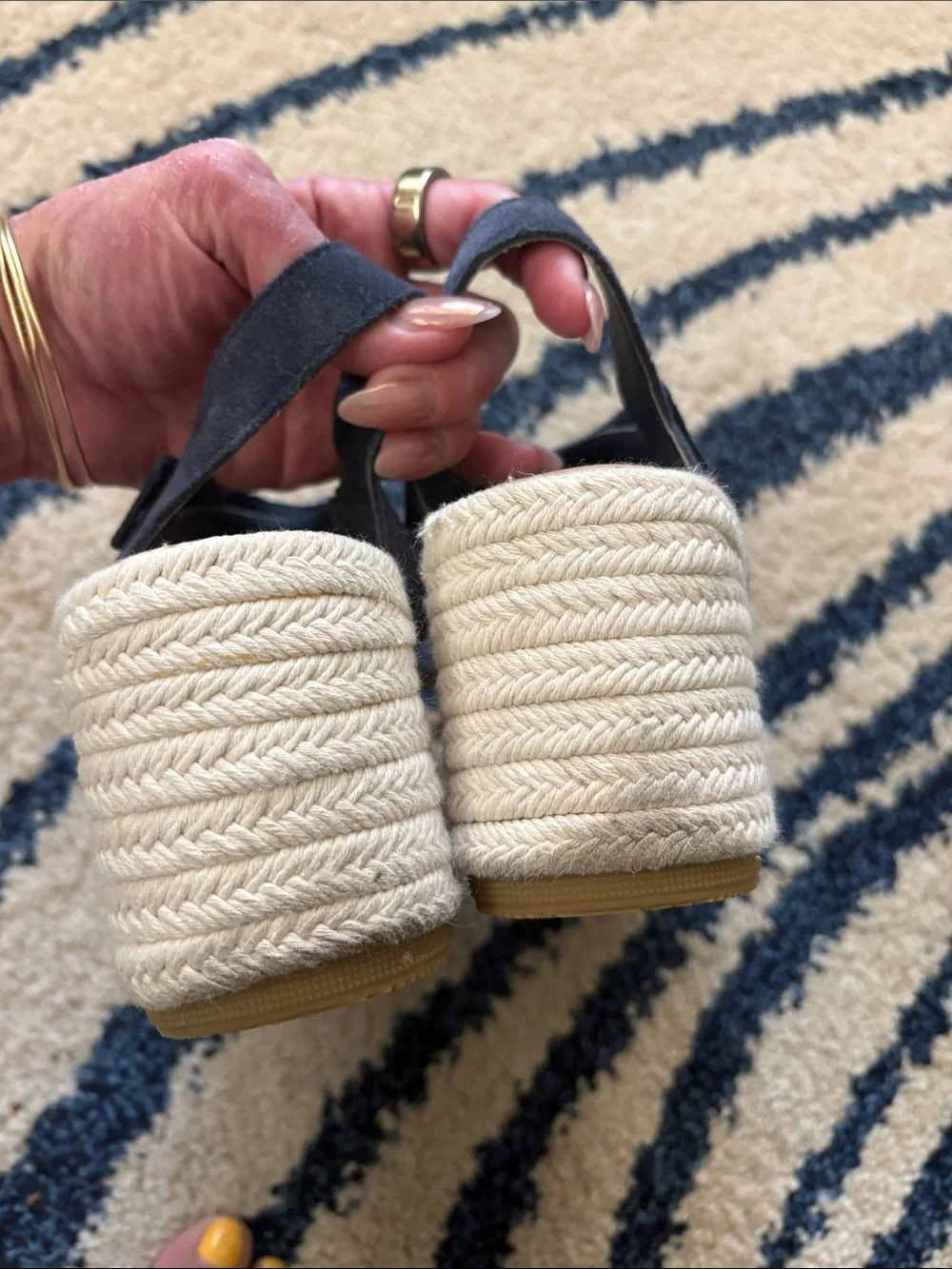 Sorel Navy Suede Espadrille Wedge Sandals